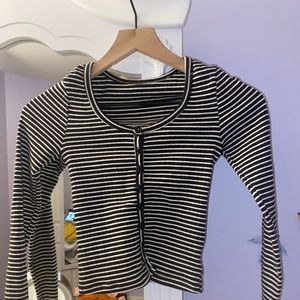 American Apparel striped long sleeve crop top